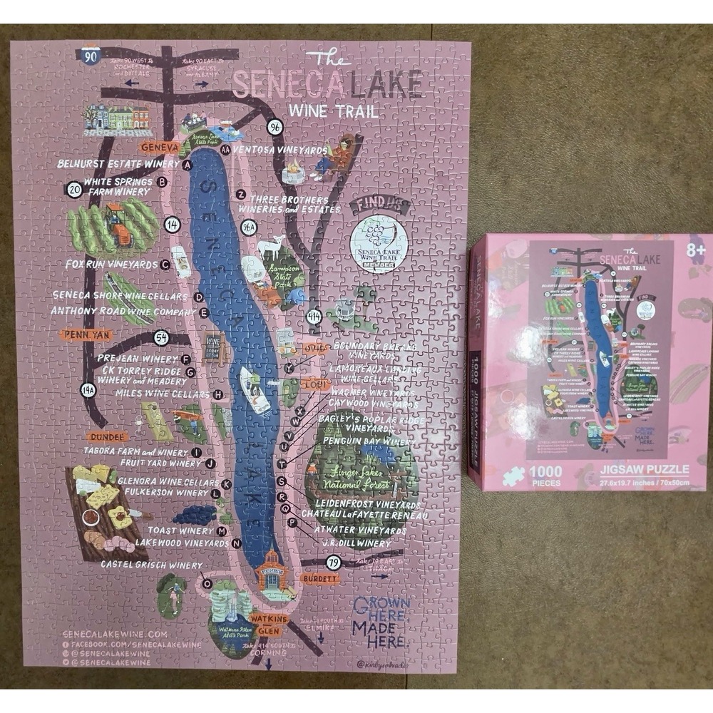 The Seneca Lake Wine Trail 1000 Piece Jigsaw Puzzle COMPLETE 27.6" x 19.7" NY